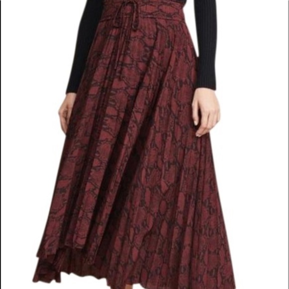 {A.L.C} pleated snakeskin print midi skirt - Picture 2 of 8